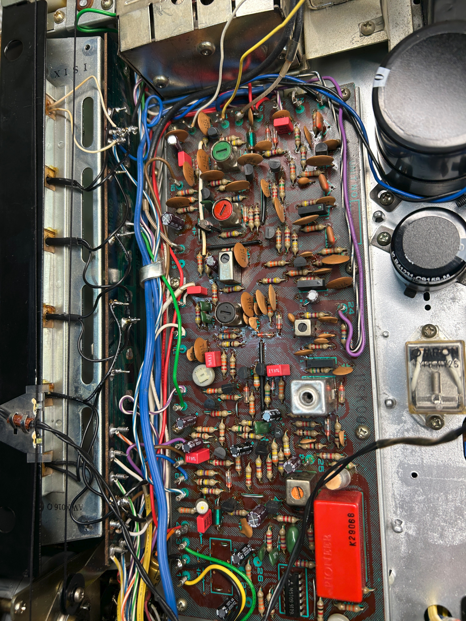 Restored Pioneer SX-828 tuner board after component-level service